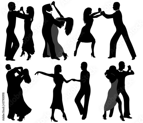Dancer silhouettes isolated