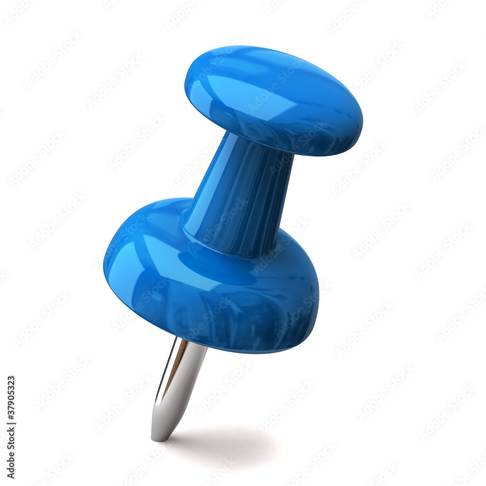 Blue push pin isolated on white background Blue push pin isolated on white background