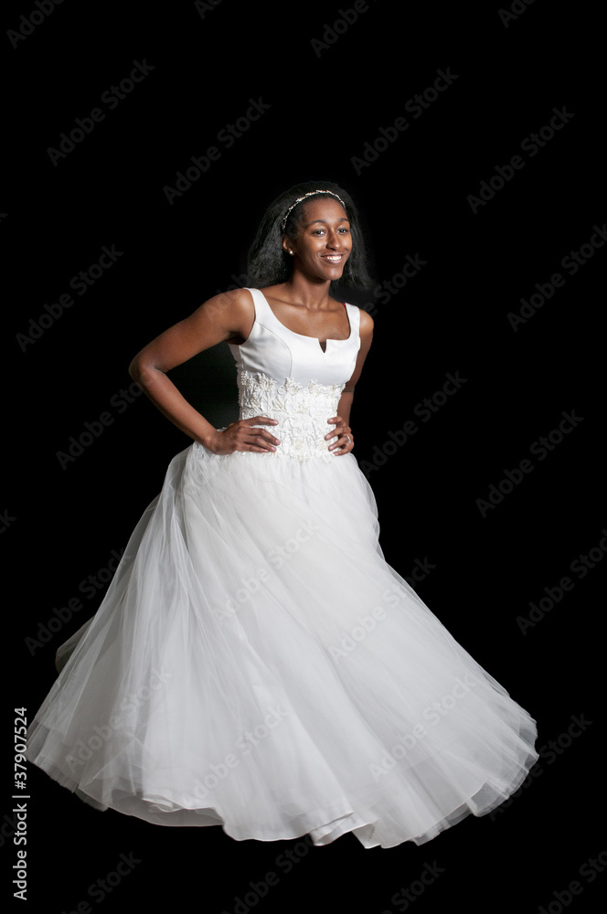 Black woman in wedding dress