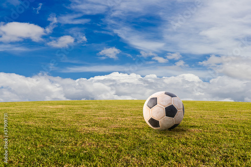 Football ( soccer ) on green lawn © mathisa
