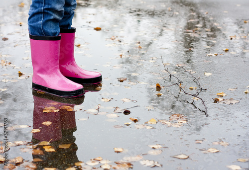 Boots in a puddle