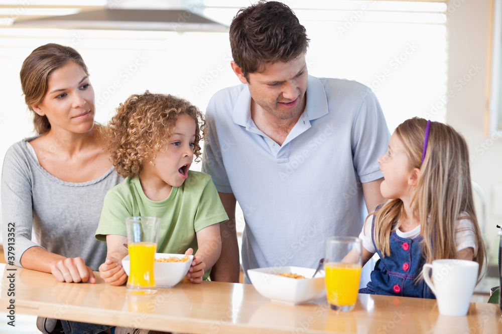 Family having breakfast