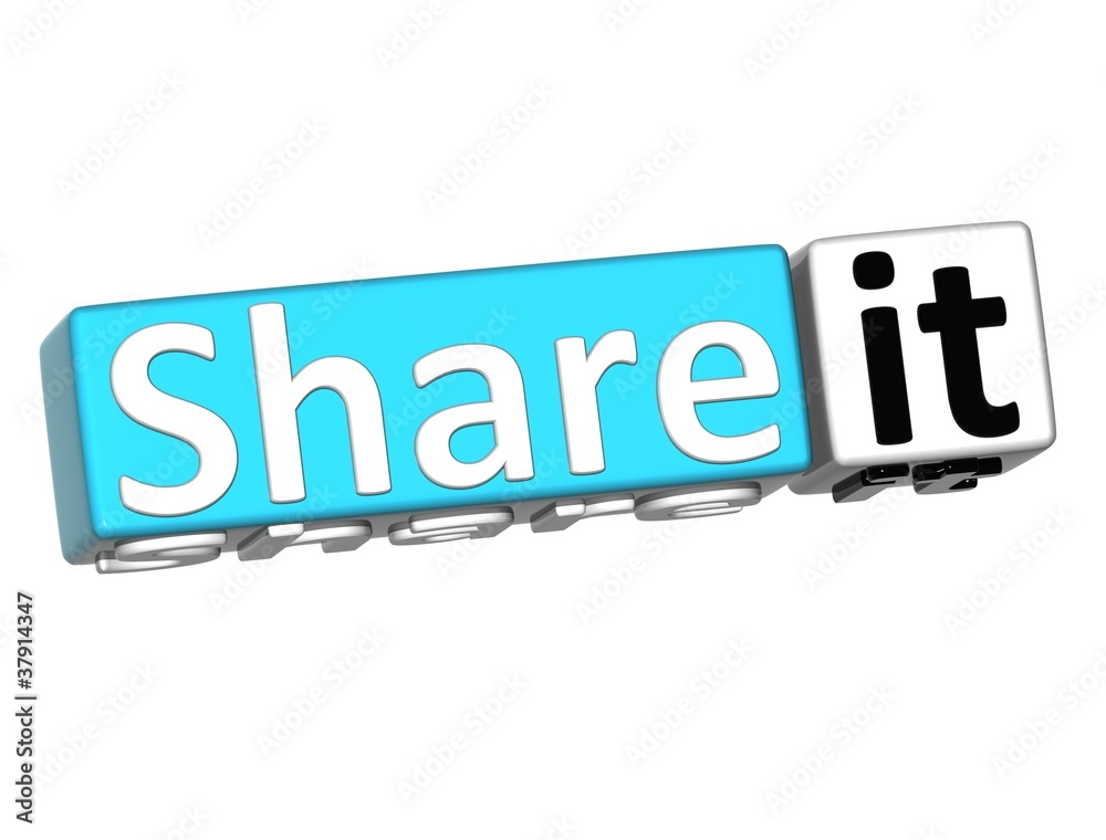 3D Share it over white background