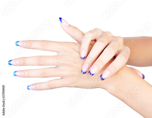 Blue french manicure