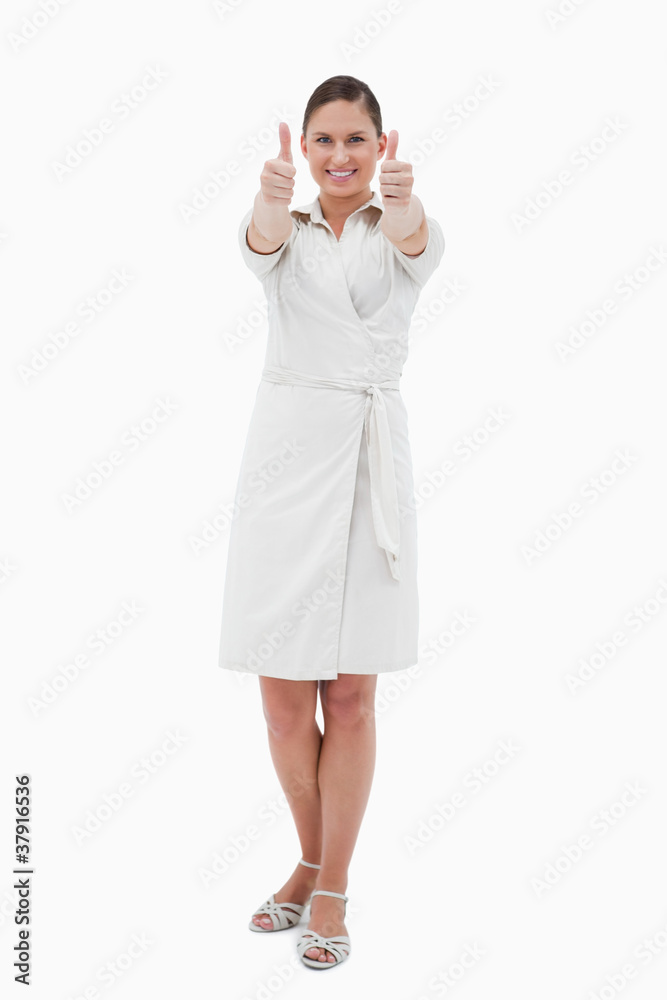 Portrait of a casual businesswoman with the thumbs up Portrait of a casual businesswoman with the thumbs up
