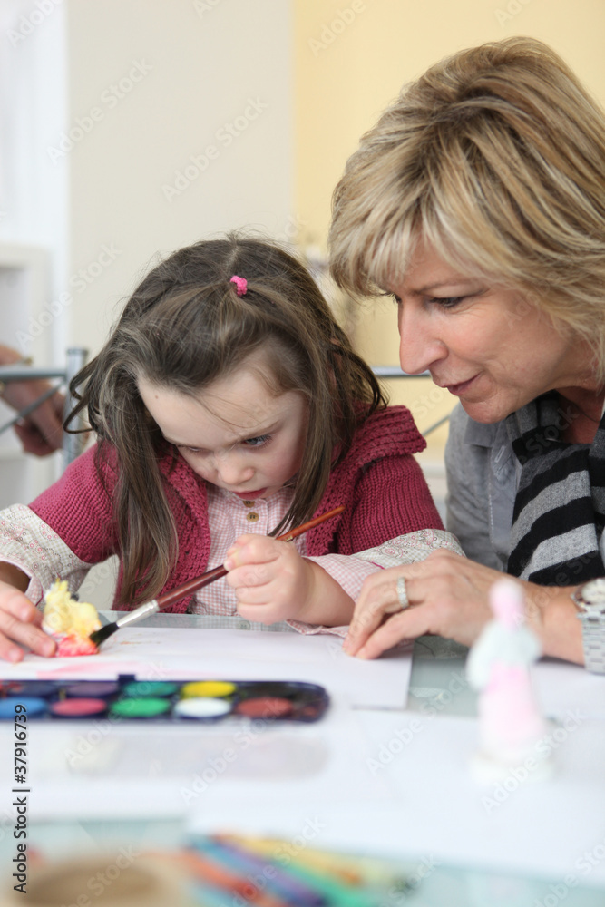 Fototapeta premium Grandmother spending quality time with her granddaughter