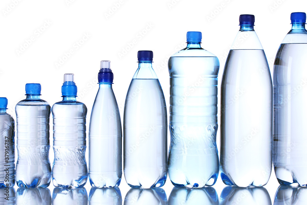 Group plastic bottles of water isolated on white Group plastic bottles of water isolated on white