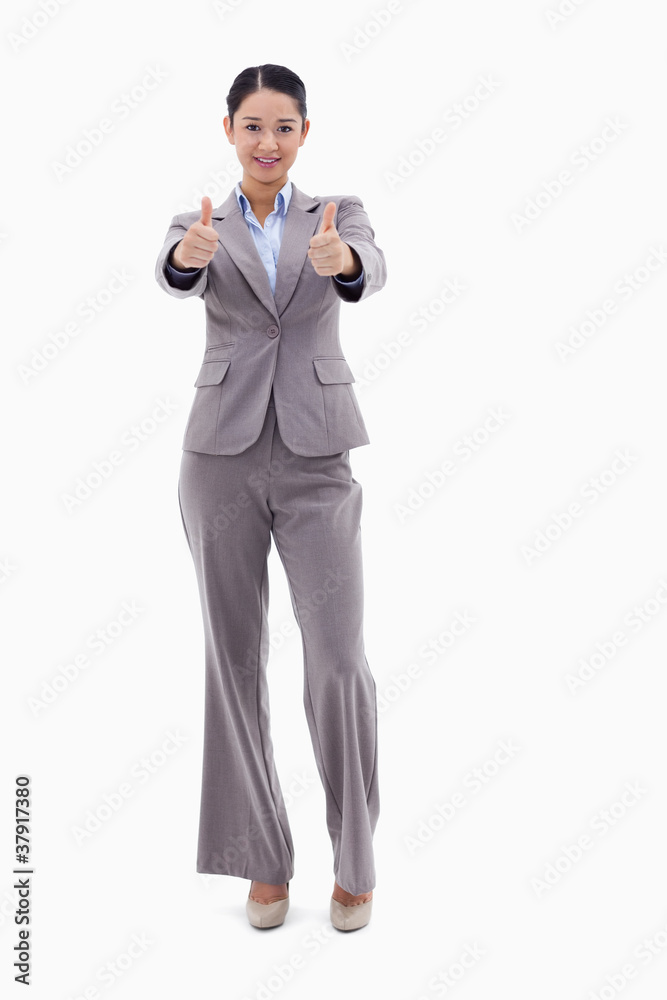 Portrait of a businesswoman posing with the thumbs up Portrait of a businesswoman posing with the thumbs up
