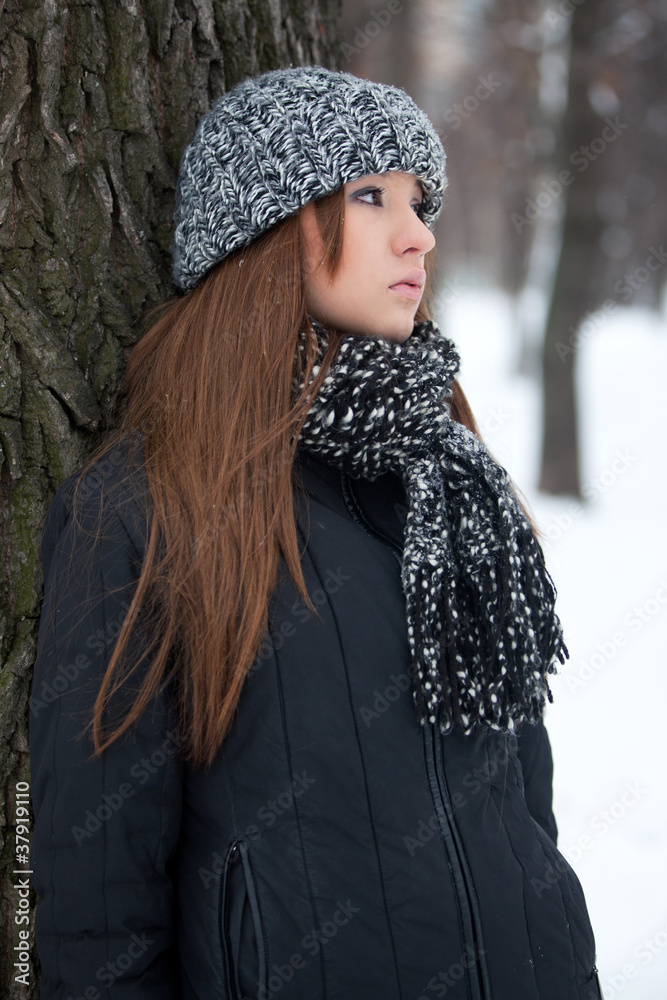 Girl for a walk in the winter Girl for a walk in the winter