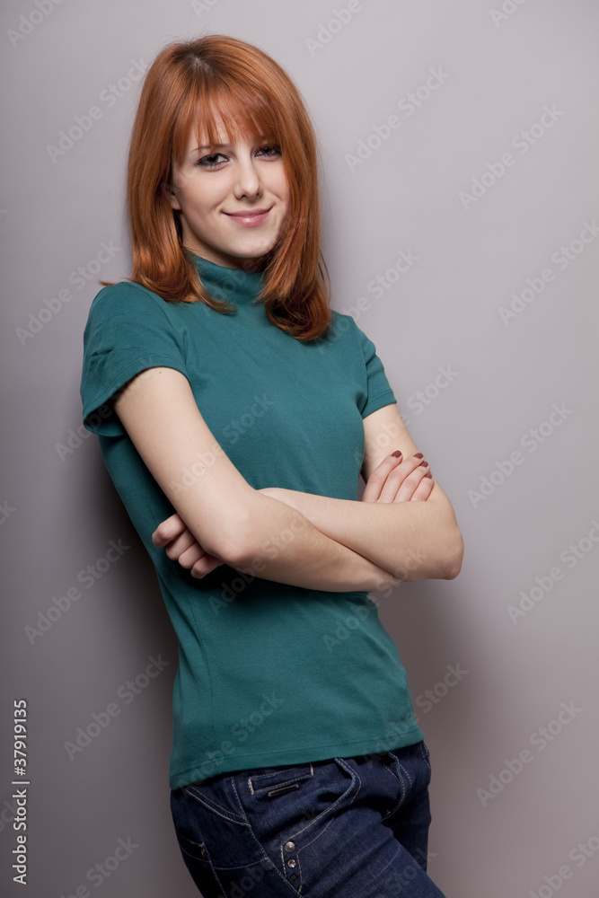 Young girl near background. Young girl near background.