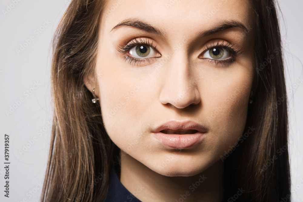 Beautiful fashion model in strict blue dress Beautiful fashion model in strict blue dress