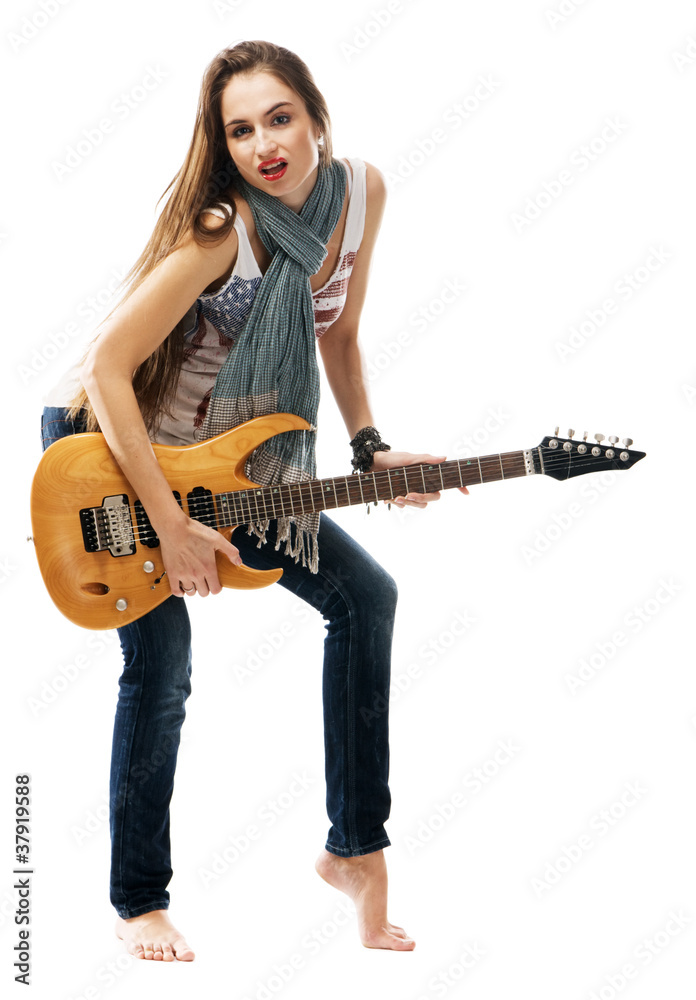 Beautiful girl with electric guitar Beautiful girl with electric guitar