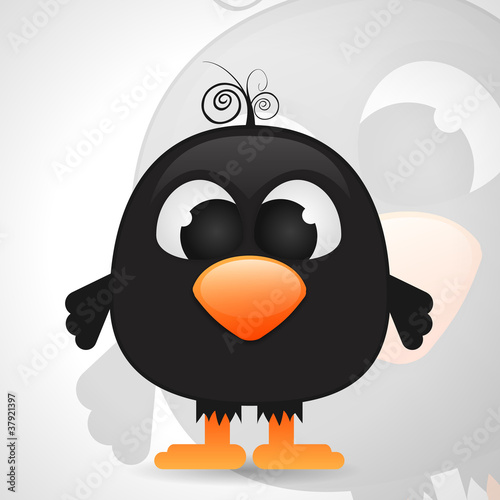 Εκτύπωση καμβά funny cartoon black bird