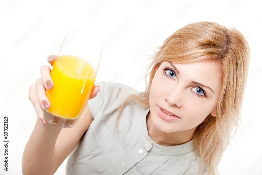 young woman with orange juice young woman with orange juice