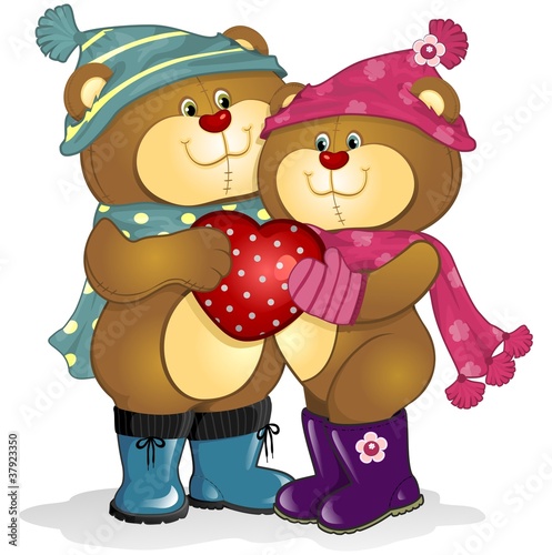 Bears in love with heart