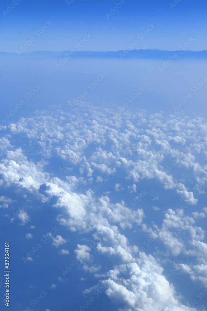 blue sky clouds view from aircraft airplane sunny day blue sky clouds view from aircraft airplane sunny day
