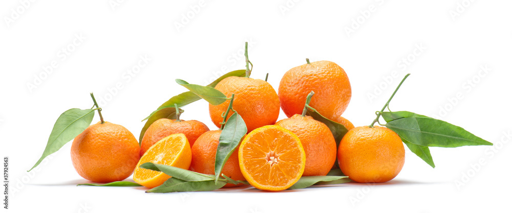 group of tangerines with a slice group of tangerines with a slice