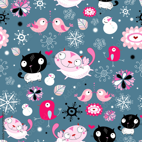 texture of the love of cats and birds