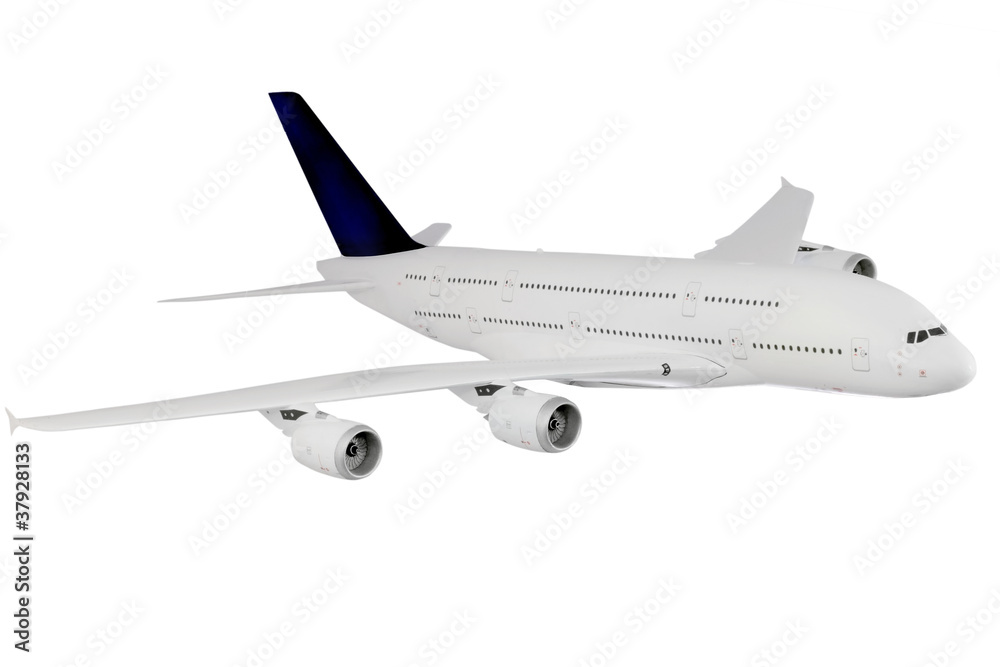 Modern airplane  on white.