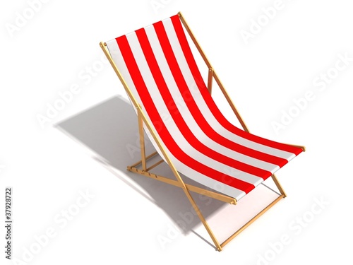 striped red white beach chair on white background photo