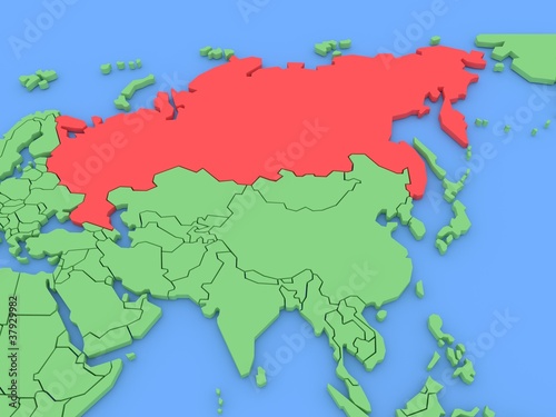 Three-dimensional map of Russia isolated. 3d