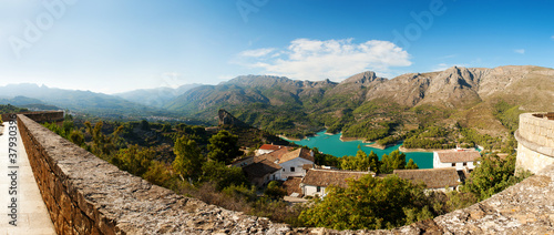 Beautiful panoramic view of Guadalest lake from Guadalest castle