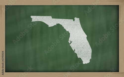 outline map of florida on blackboard