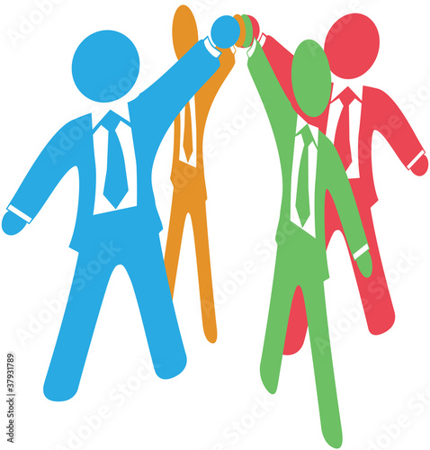 Business people team up work join hands