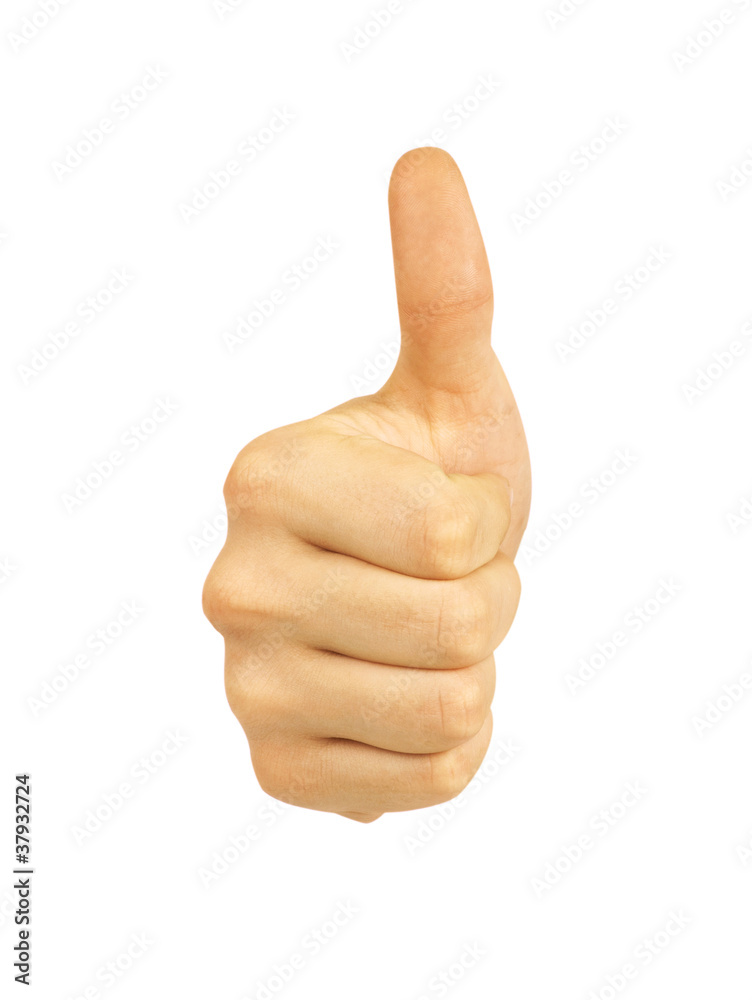 OK with smile on hand, isolated on white background OK with smile on hand, isolated on white background