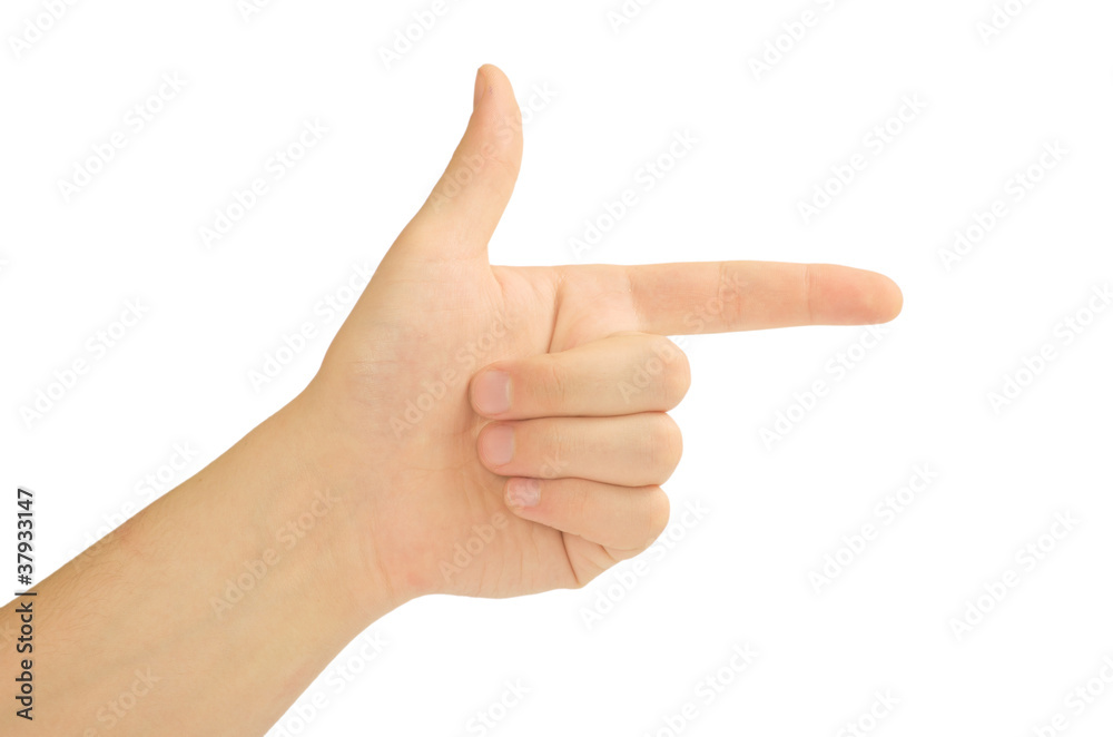 Pointing hand (or shooting) isolated on white background Pointing hand (or shooting) isolated on white background