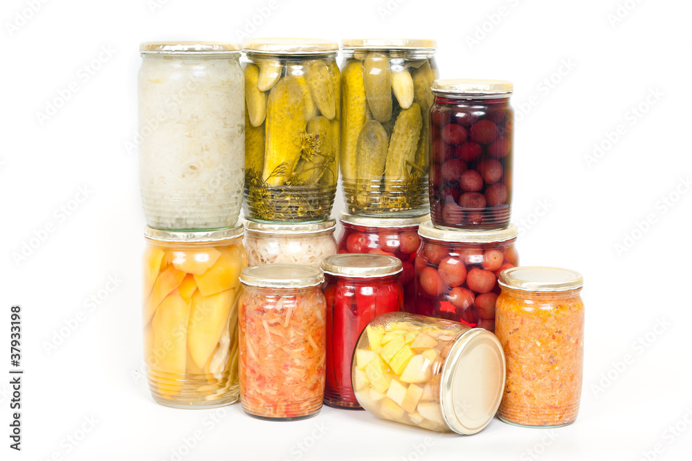 homemade preserves on white background homemade preserves on white background