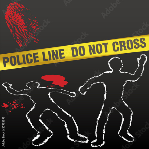Crime scene tape corpse chalk outline
