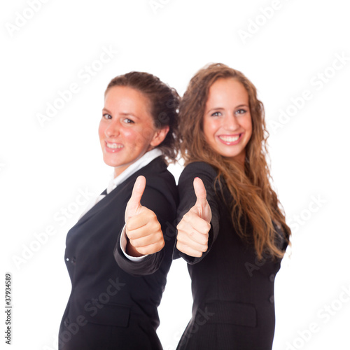 Two Business Women with Thumbs Up