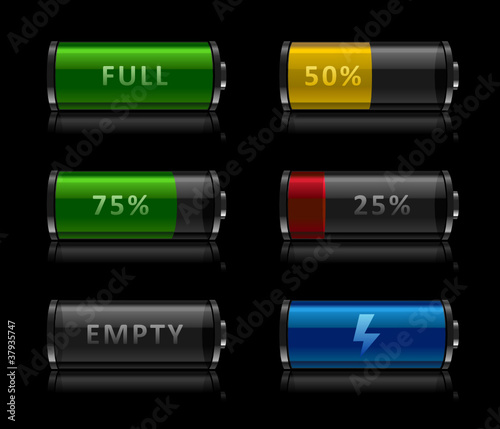 Set of battery level icons