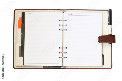 Leather organizer on white background, with paths