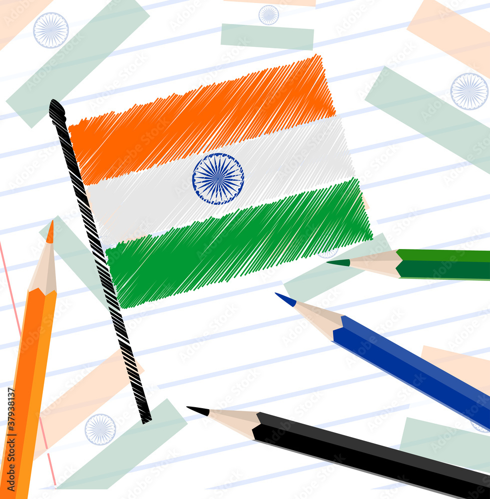 Kid Holding Indian Flag Cartoon Vector Images (84)
