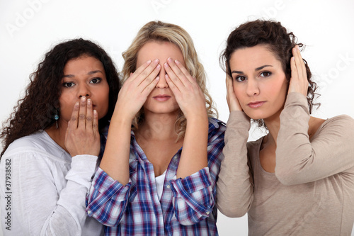 Young women witnessing destruction