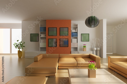 3d render modern living room