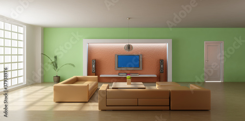 3d render modern living room © robinimages