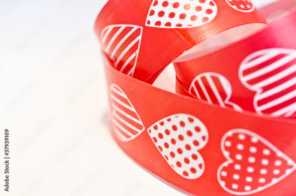 Obraz premium red heart ribbon bow