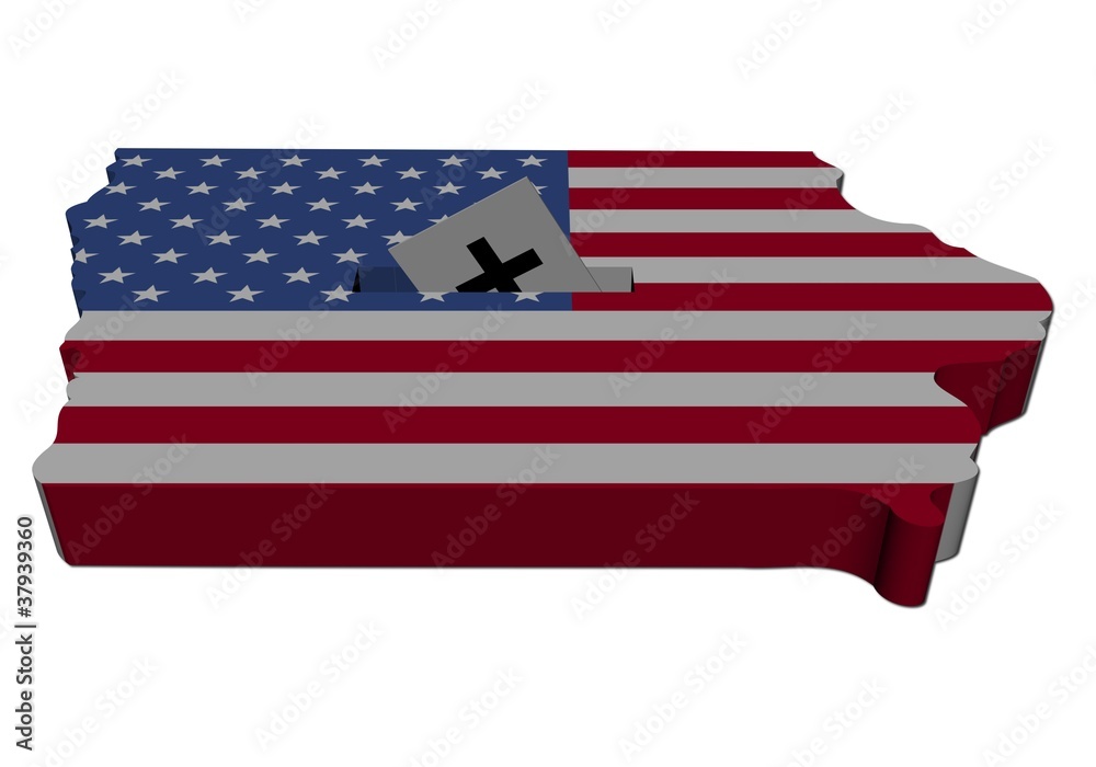 Photography Iowa caucus with map flag illustration