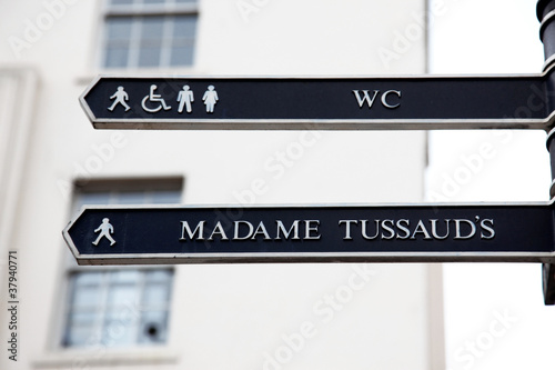 London Street Signpost with Madame Tussaud's and WC photo