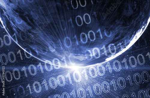 Fotografija Binary code on high technology backgroun