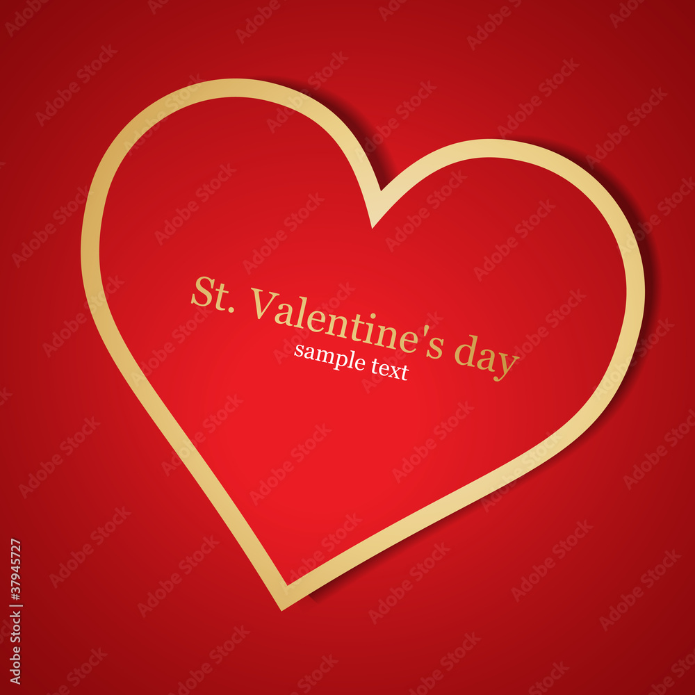Card with red heart. Vector