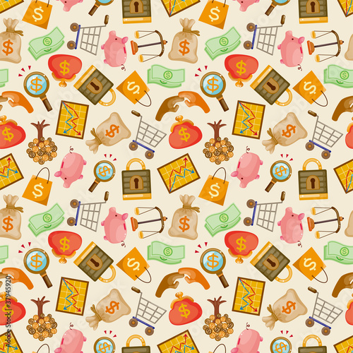 cartoon Finance & Money seamless pattern