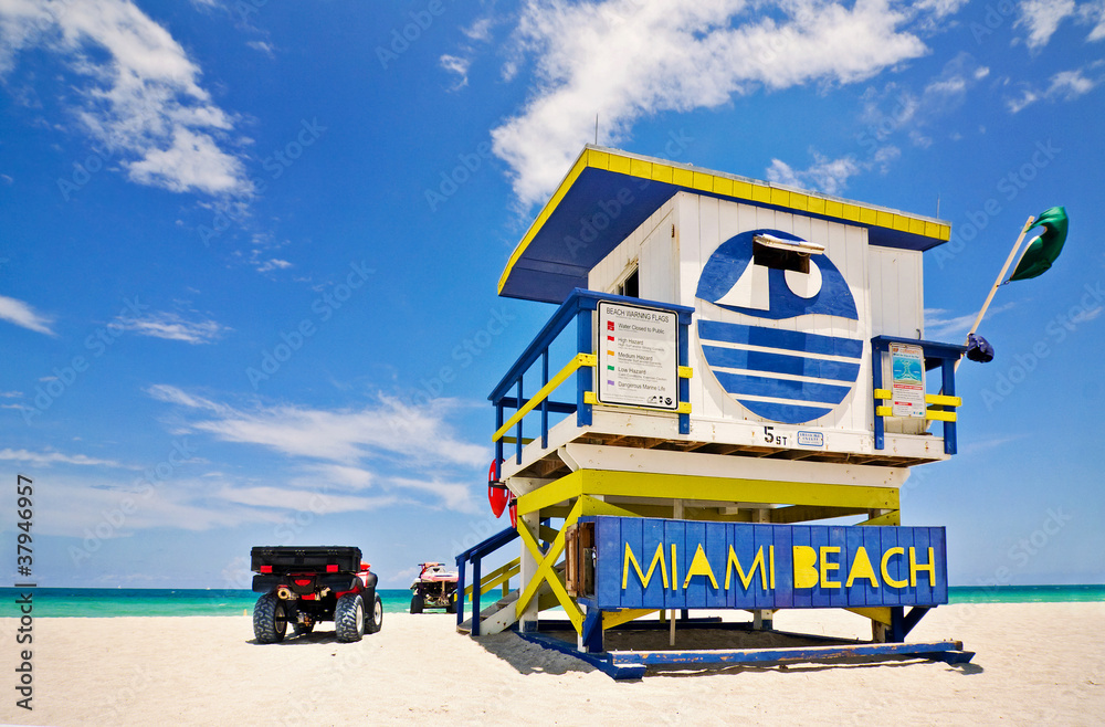 lifeguard house in Miami Beach, Florida, USA