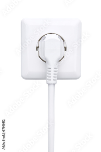 Weißer Stromstecker und WeißeS teckdose