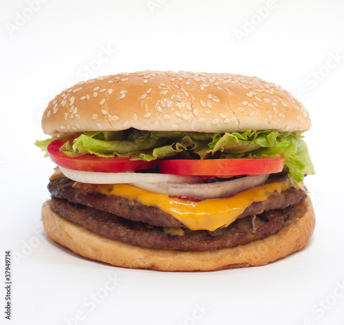 Hamburger on white background  another angle 