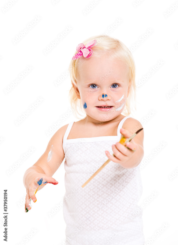 bedraggled little girl with bright colors bedraggled little girl with bright colors