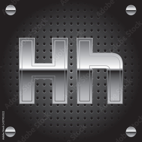 Set of silver metalic font - letter H